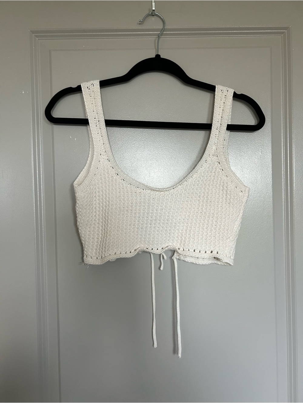 Astr The Label Crochet Tie-Back Crop Top Swim Coverup - White Ivory